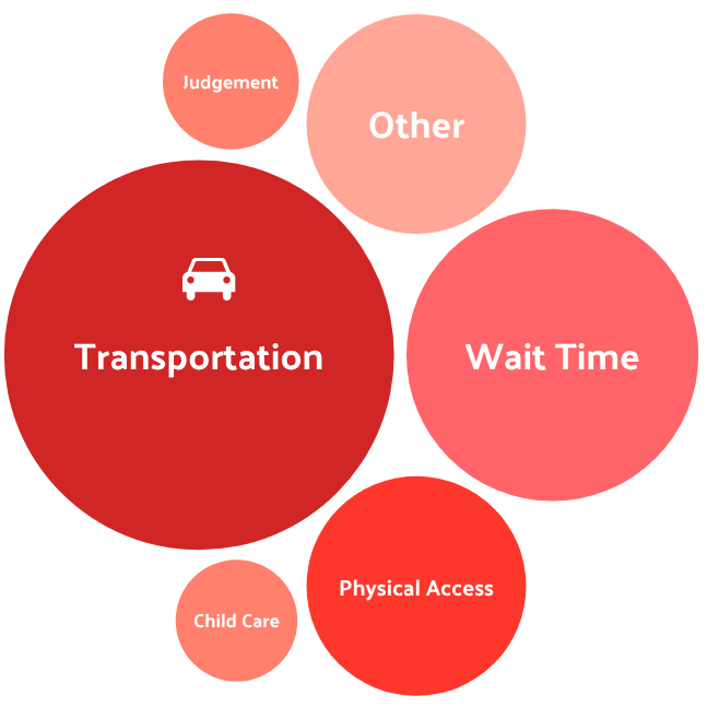 20% of pantry users face barriers to access. Of those, these are the difficulties identified.